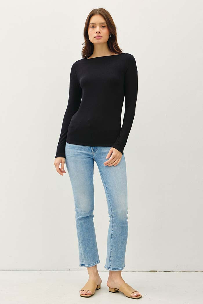 Boat Neck Knit Top