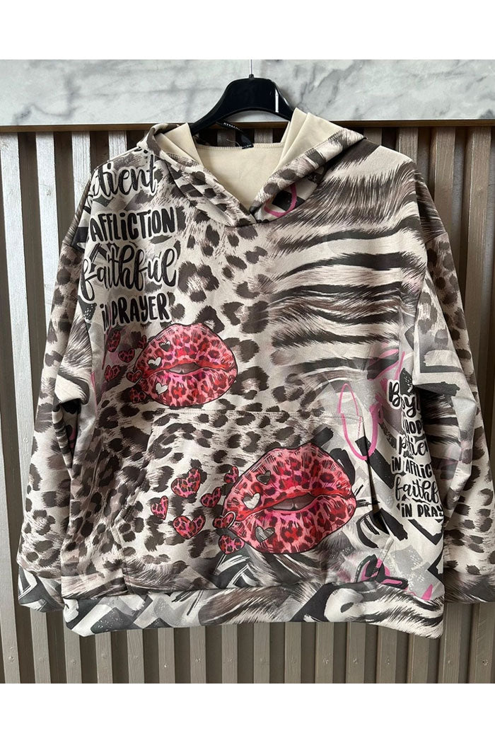 Leopard Graphic Hooded Sweatshirt