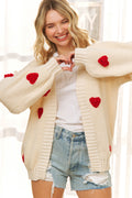 3D Heart Knit Cardigan