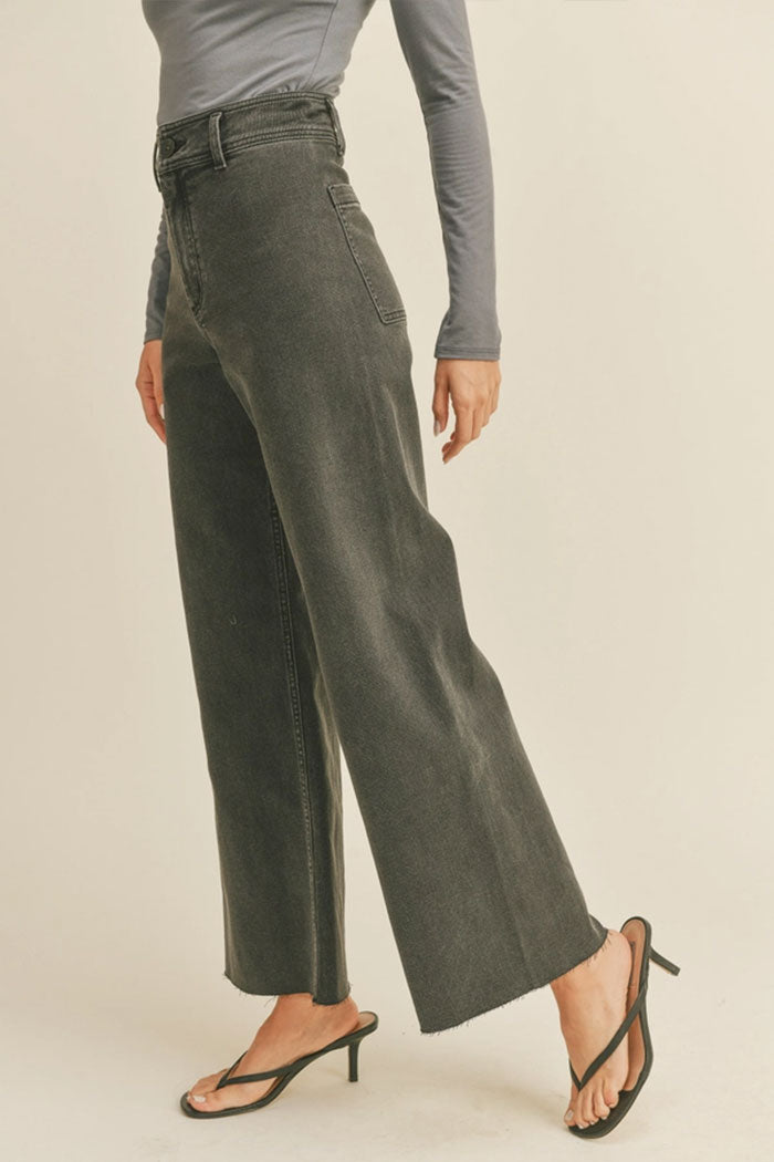 Straight Wide Leg Denim Pants