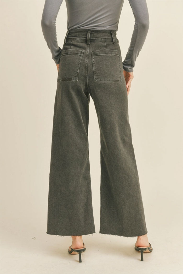 Straight Wide Leg Denim Pants