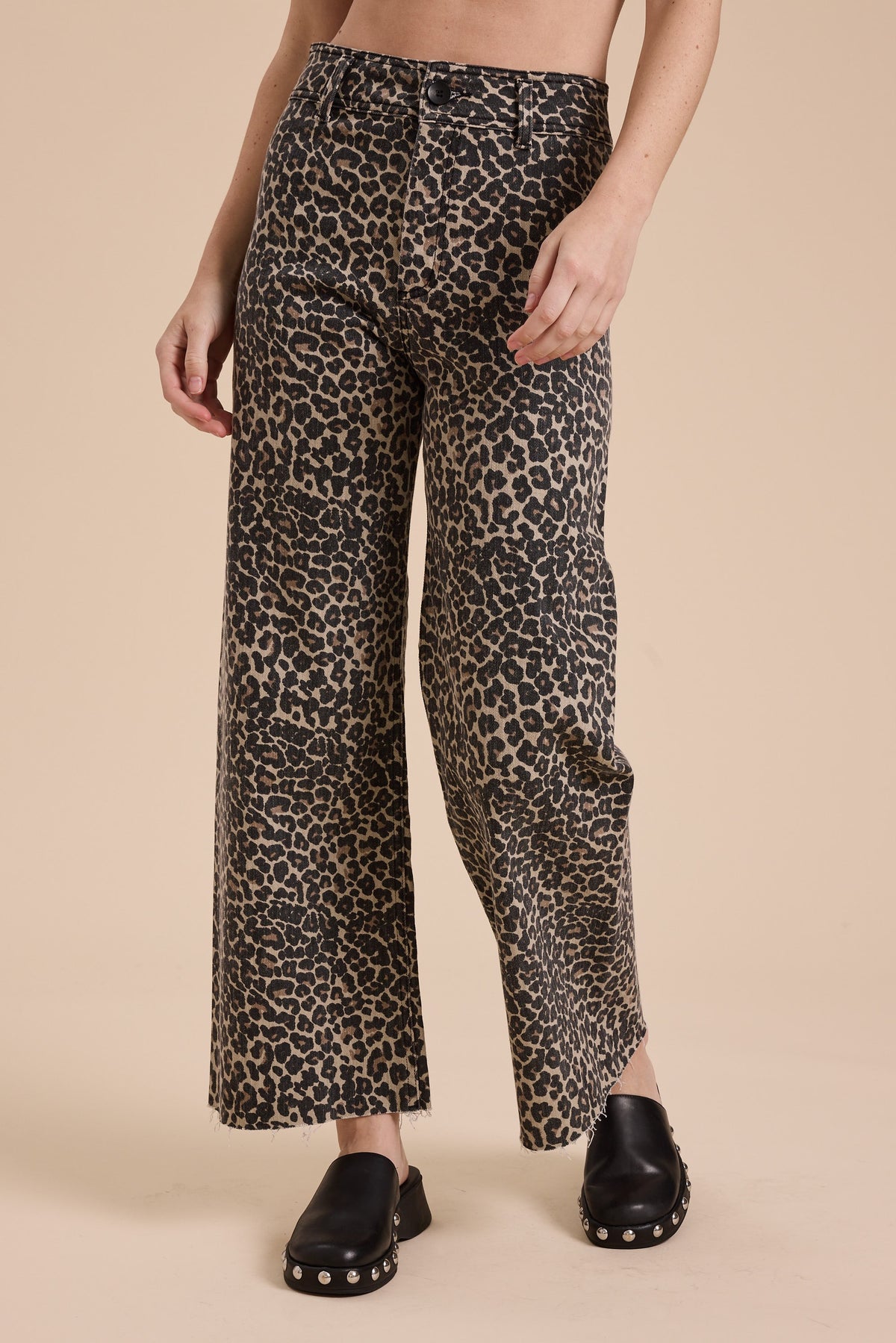 Leopard Wide Leg Denim Pants