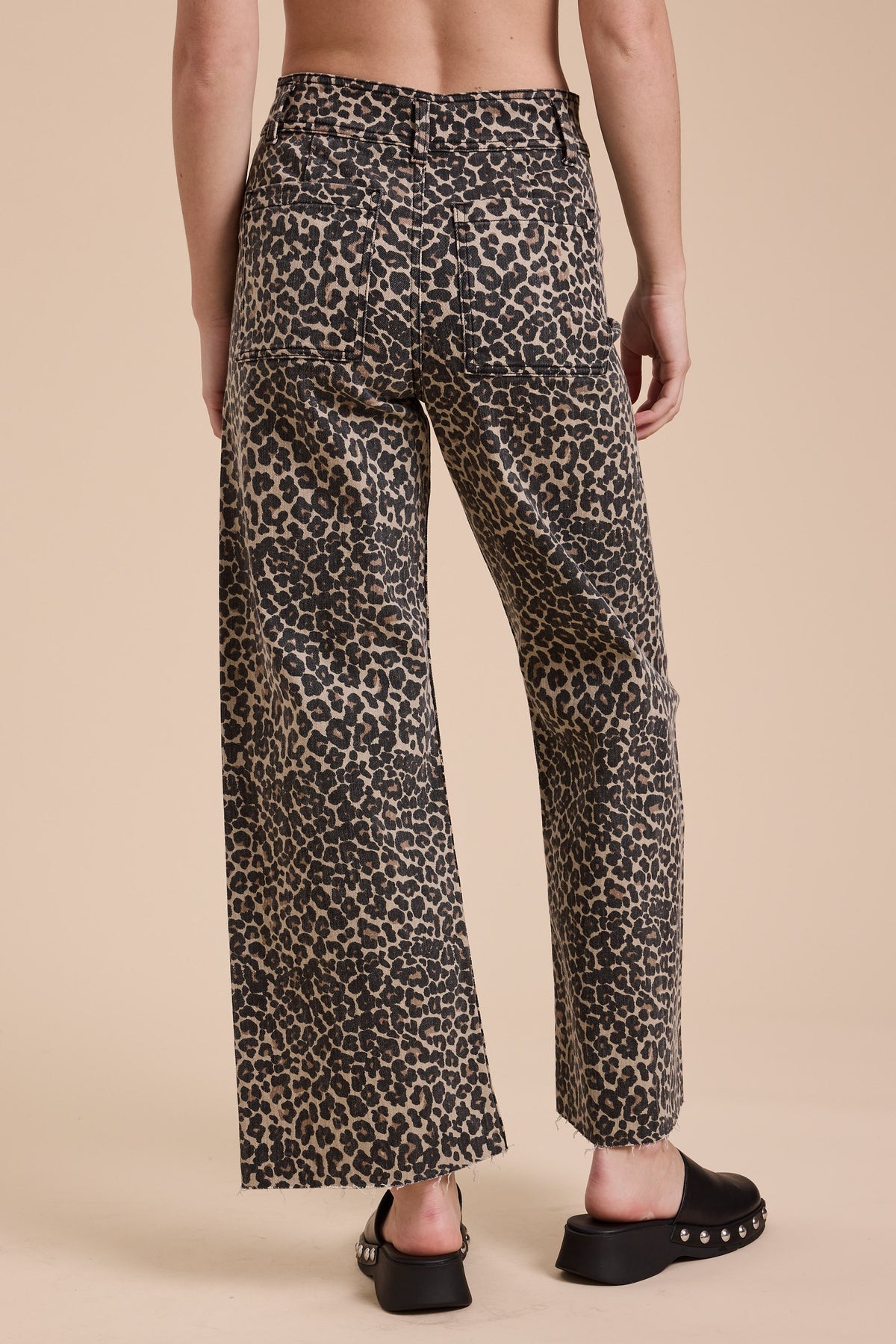 Leopard Wide Leg Denim Pants