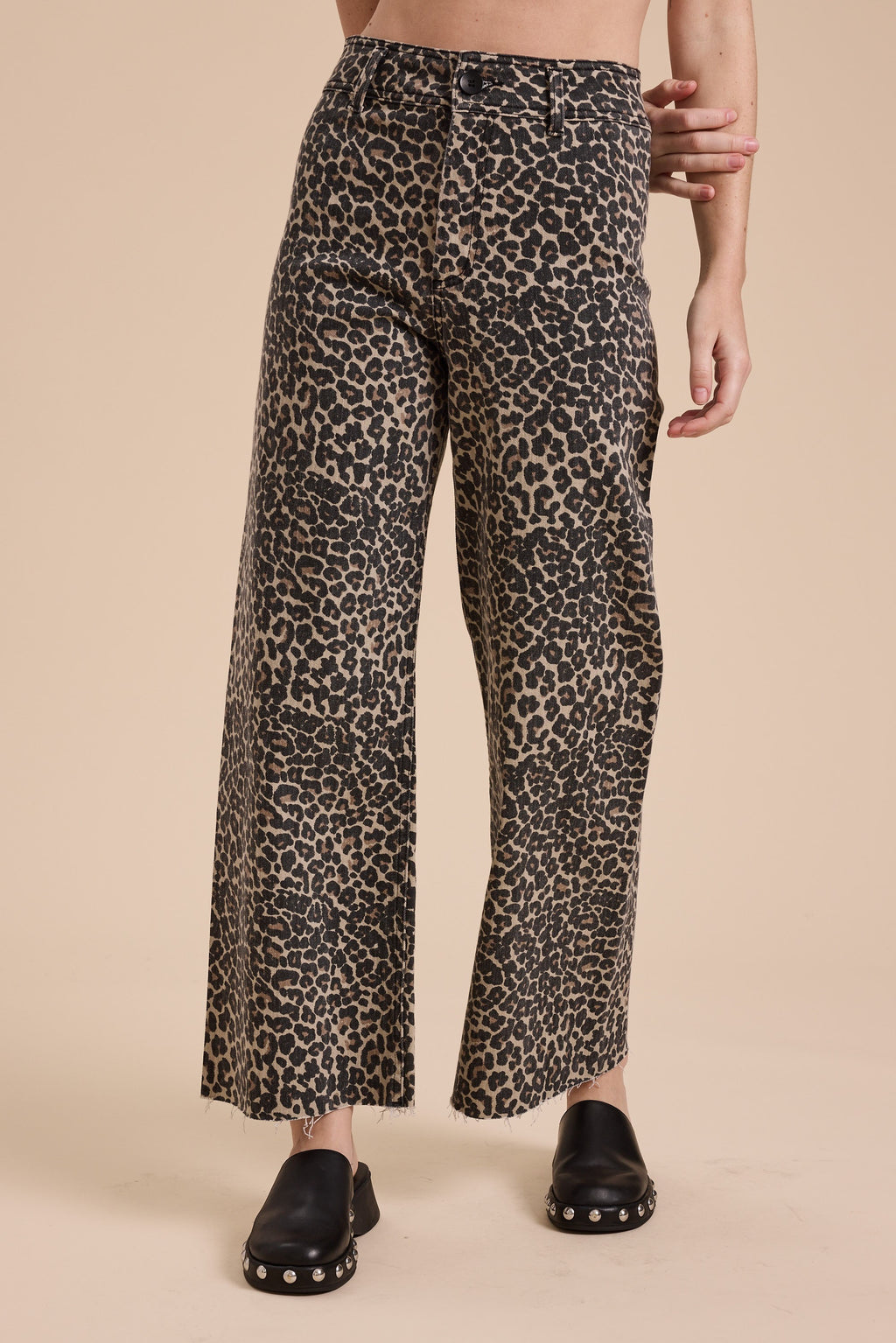 Leopard Wide Leg Denim Pants