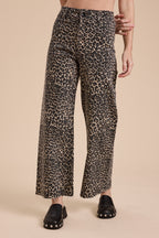 Leopard Wide Leg Denim Pants