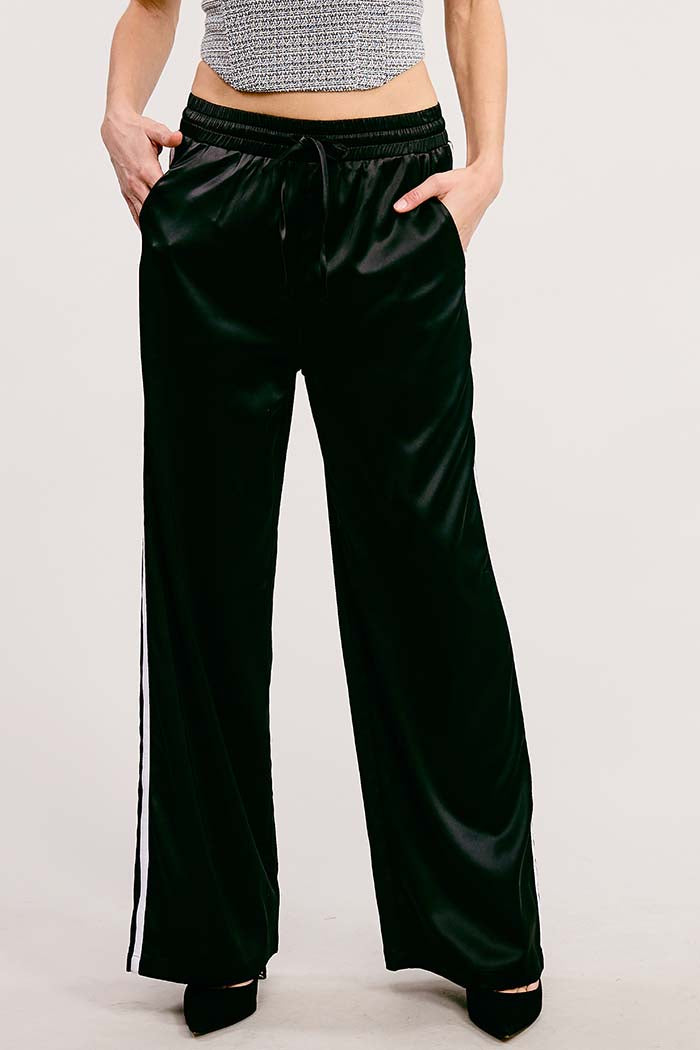 Satin Side Stripe Track Pants