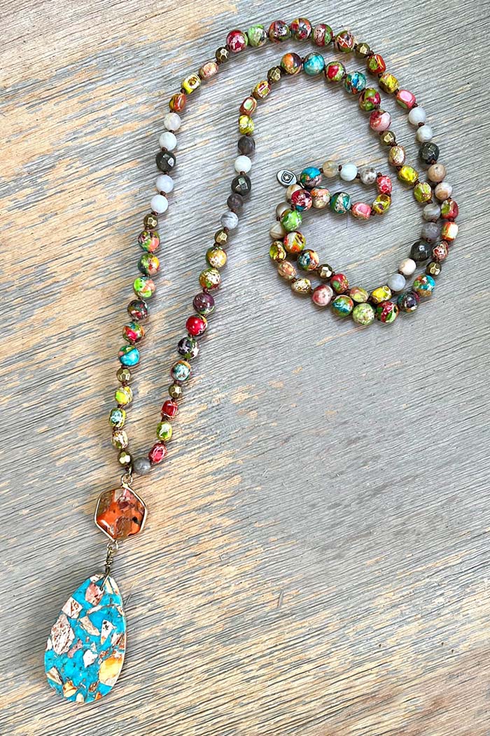 Double Pendant Beaded Necklace