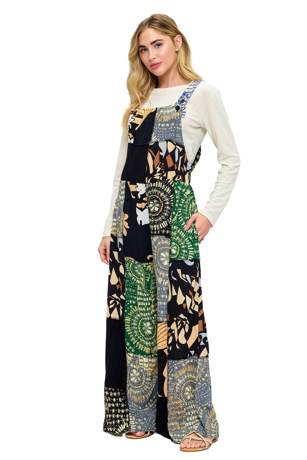 Floral Mandala Patchwork Overall