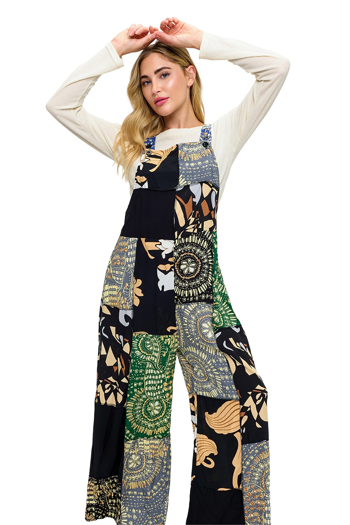 Floral Mandala Patchwork Overall