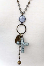Stone Cross Charm Necklace