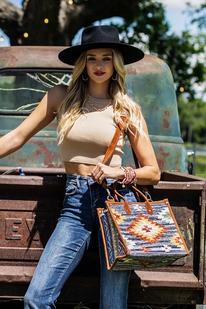Woven Denim Tote