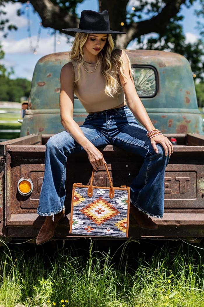 Woven Denim Tote
