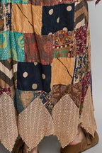 Patchwork Elastic Waist Maxi Skirt