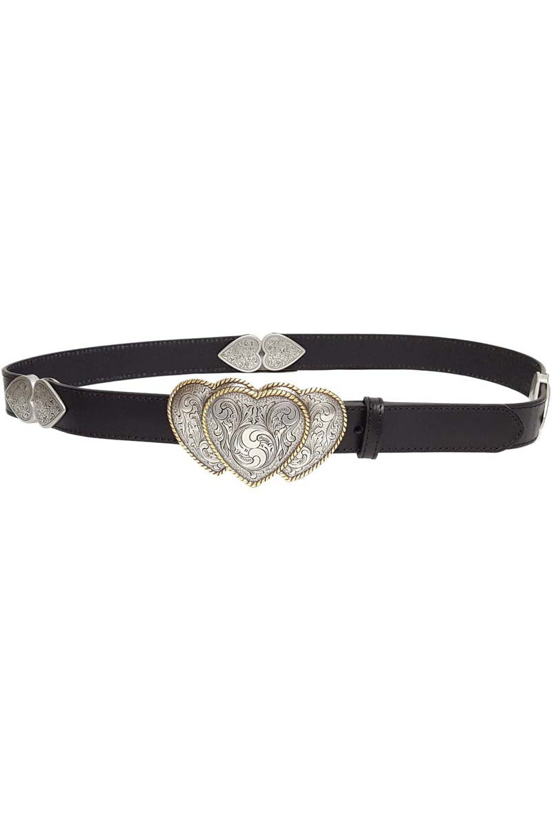 Triple Heart Western Leather Belt