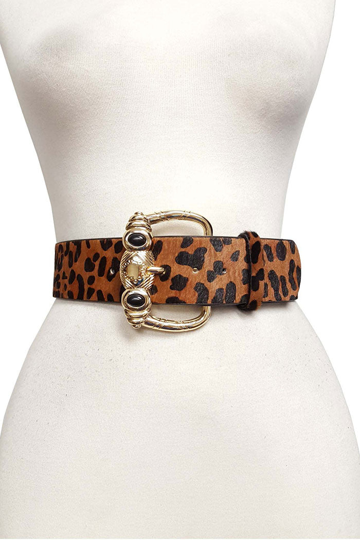 Leopard Print Leather Belt