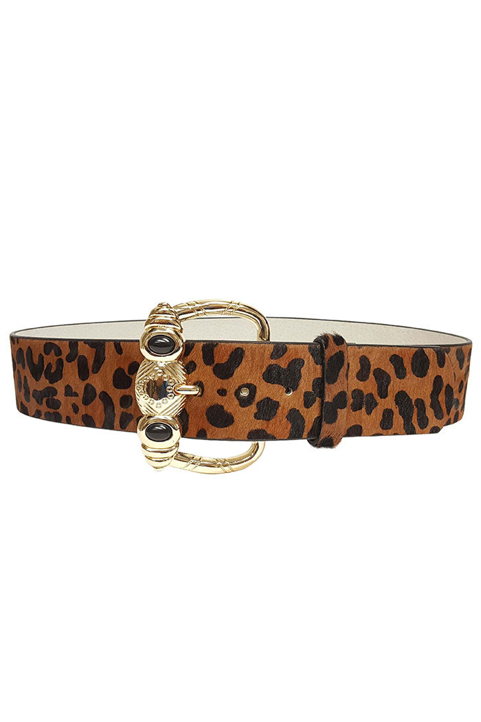 Leopard Print Leather Belt