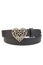 Silver Filigree Heart Leather Belt