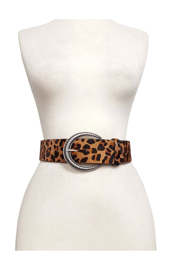 Wide Leopard Buckle Belt