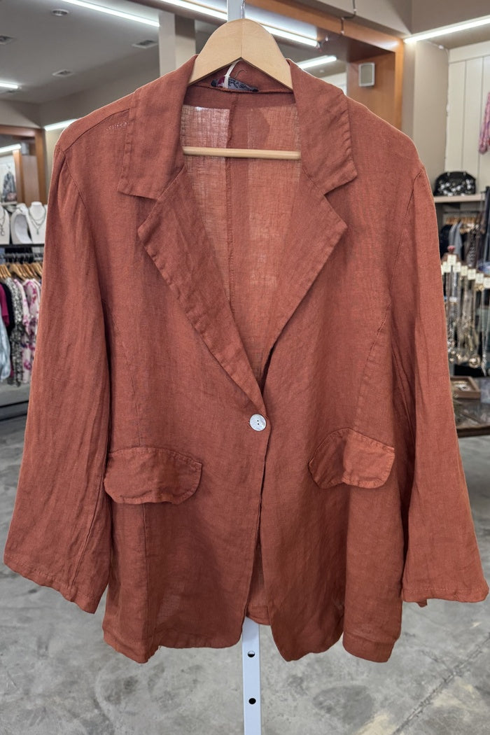 Italian Single Button Linen Jacket