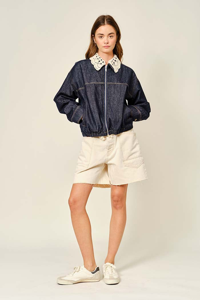 Detachable Collar Denim Jacket