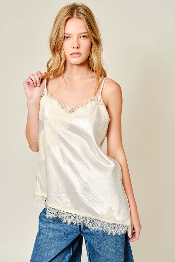 Satin Lace Asymmetrical Cami