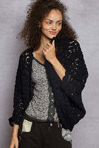 Midnight Bloom Crochet Cardigan