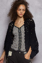 Midnight Bloom Crochet Cardigan