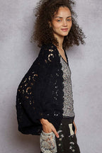 Midnight Bloom Crochet Cardigan