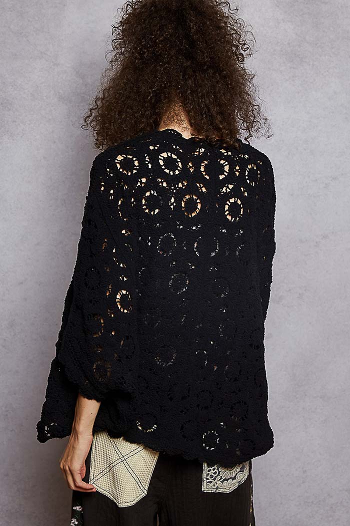 Midnight Bloom Crochet Cardigan