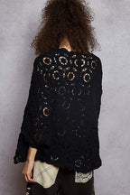 Midnight Bloom Crochet Cardigan