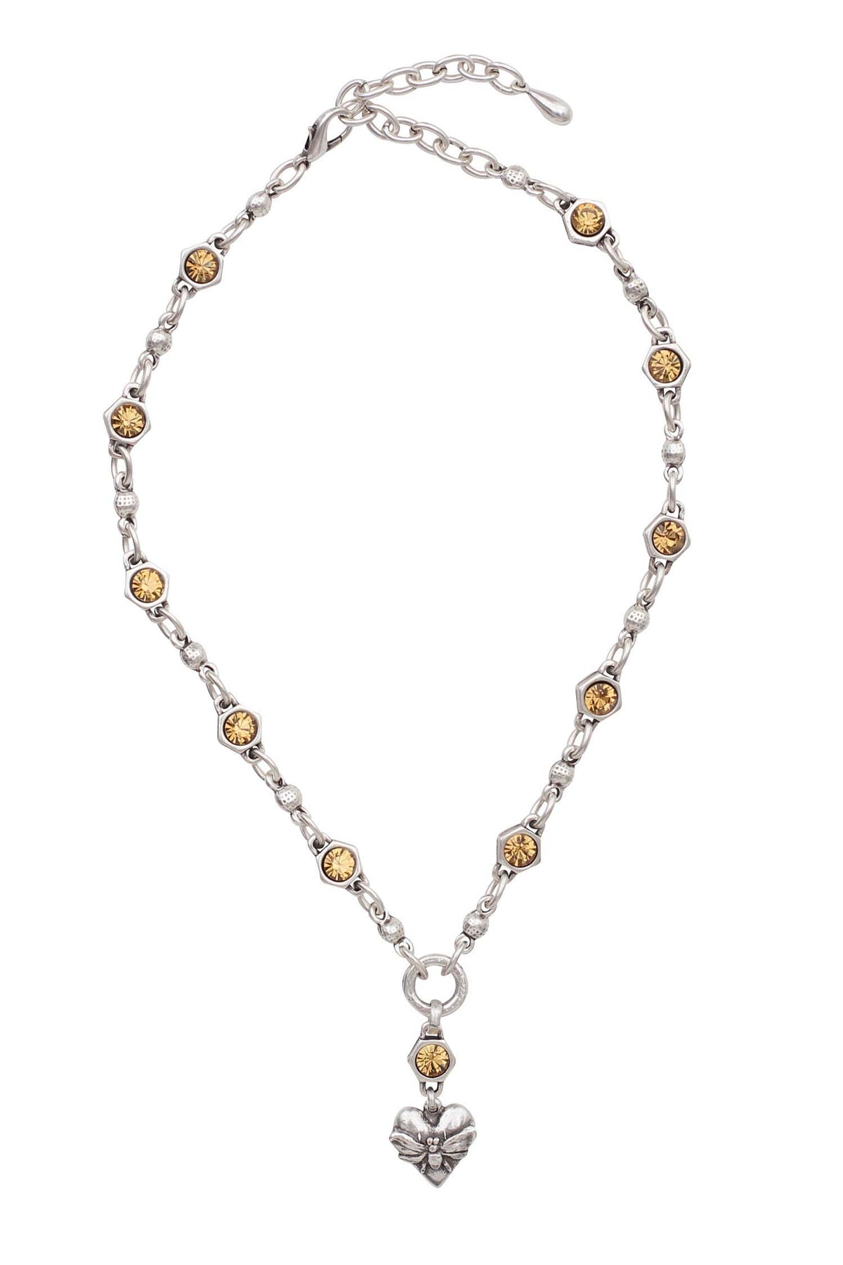 Golden Crystal Heart Necklace
