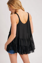 Ruffle Lace Trim Slip Top