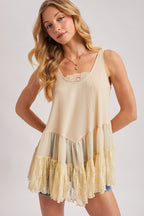Ruffle Lace Trim Slip Top
