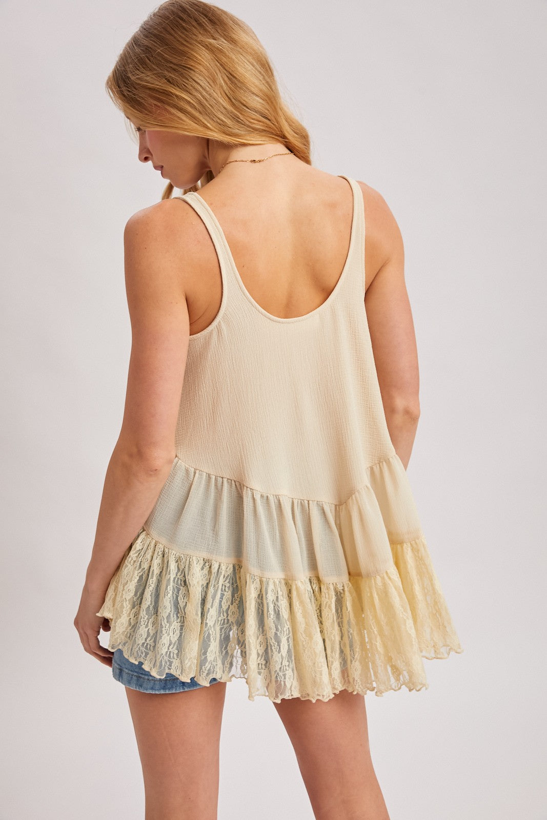 Ruffle Lace Trim Slip Top