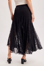 Boho Lace Panel Maxi Skirt