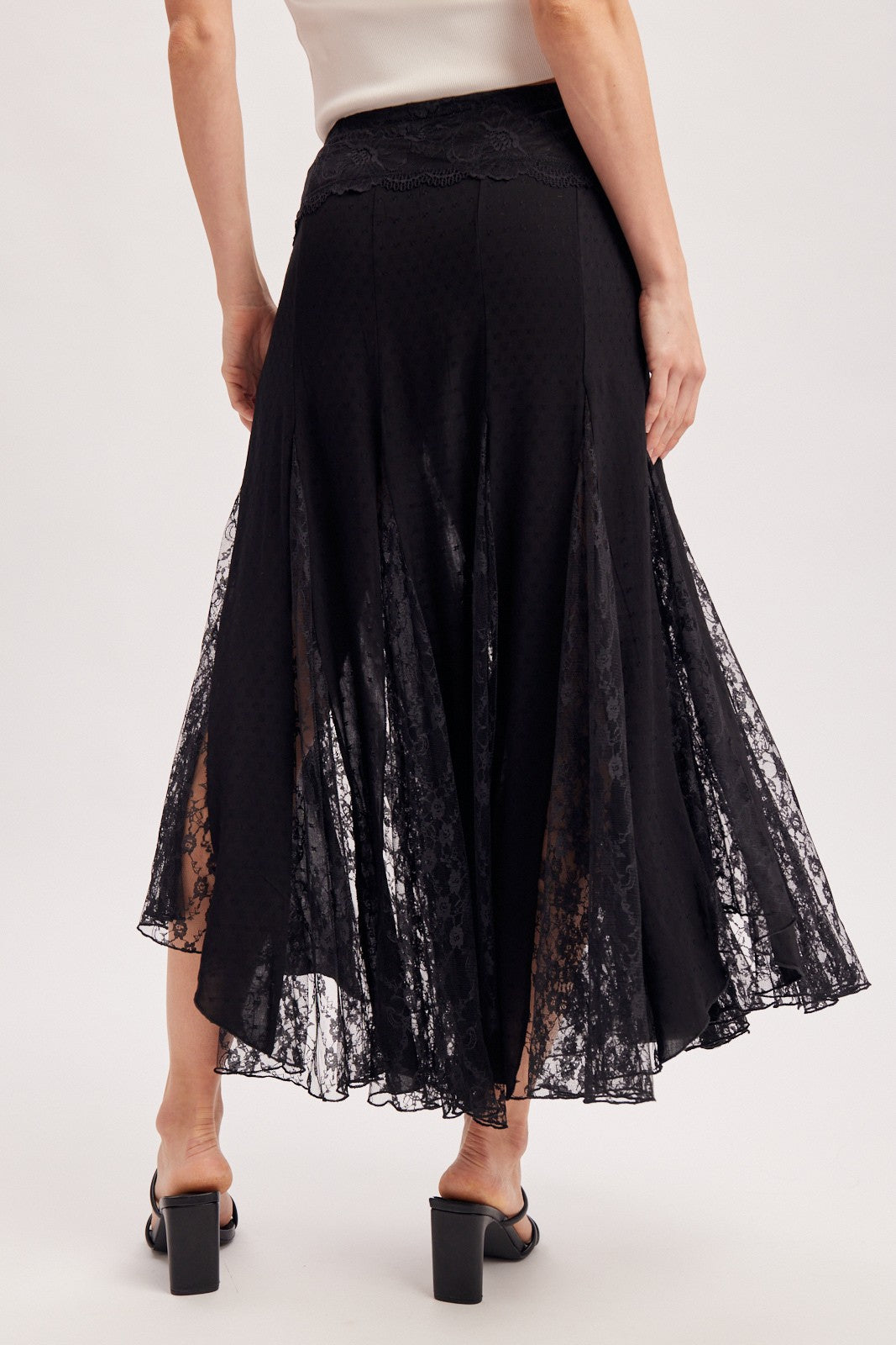 Boho Lace Panel Maxi Skirt