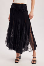 Boho Lace Panel Maxi Skirt
