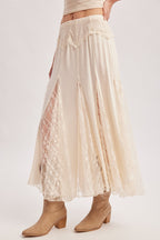Boho Lace Panel Maxi Skirt