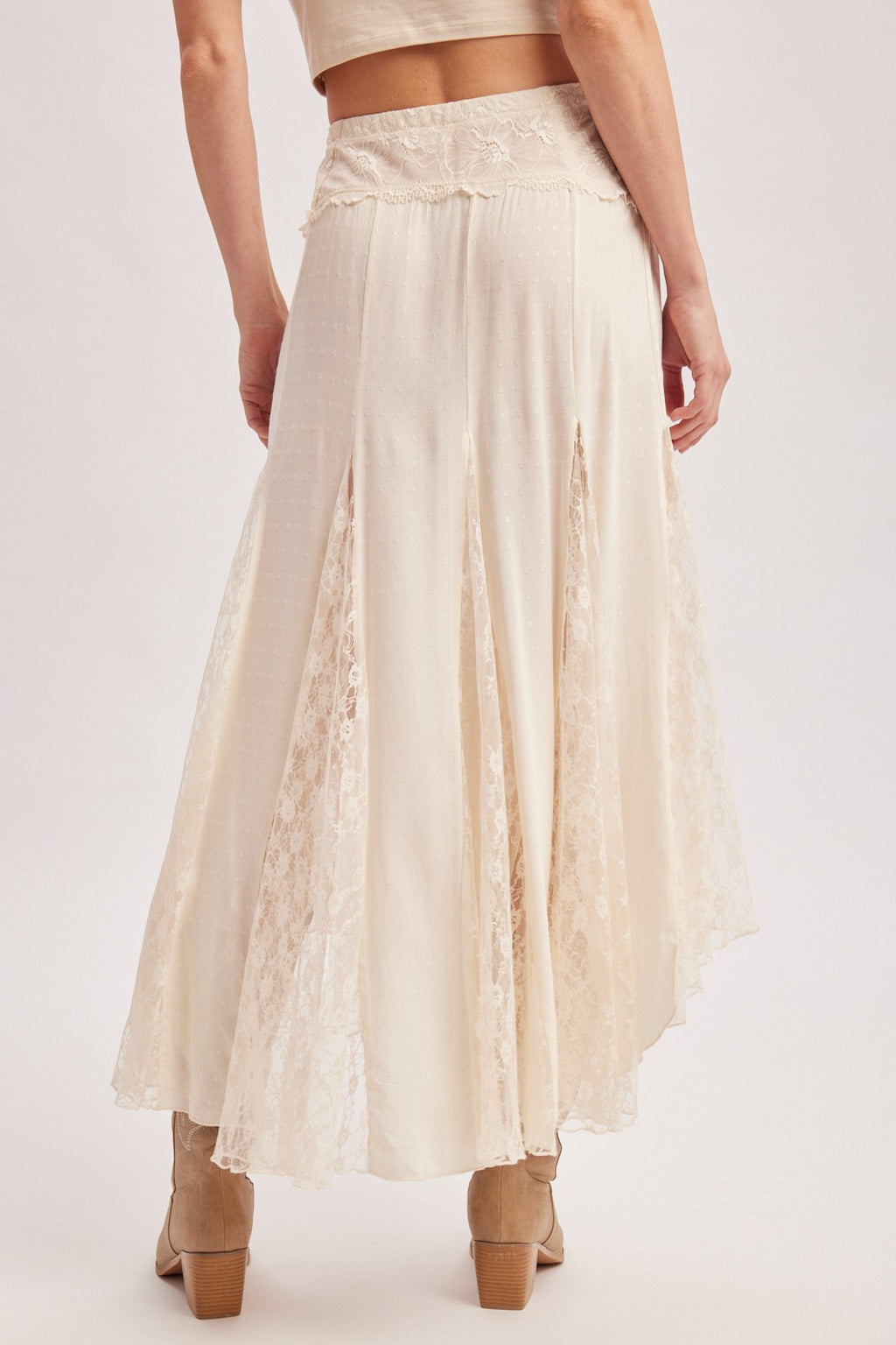 Boho Lace Panel Maxi Skirt