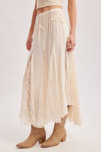 Boho Lace Panel Maxi Skirt