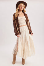 Boho Lace Panel Maxi Skirt