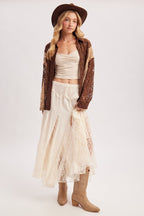 Boho Lace Panel Maxi Skirt