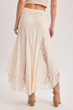 Boho Lace Panel Maxi Skirt