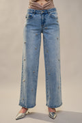 Crystal Bow Straight Leg Jeans