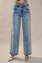 Crystal Bow Straight Leg Jeans