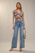 Crystal Bow Straight Leg Jeans