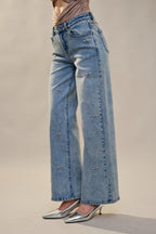 Crystal Bow Straight Leg Jeans