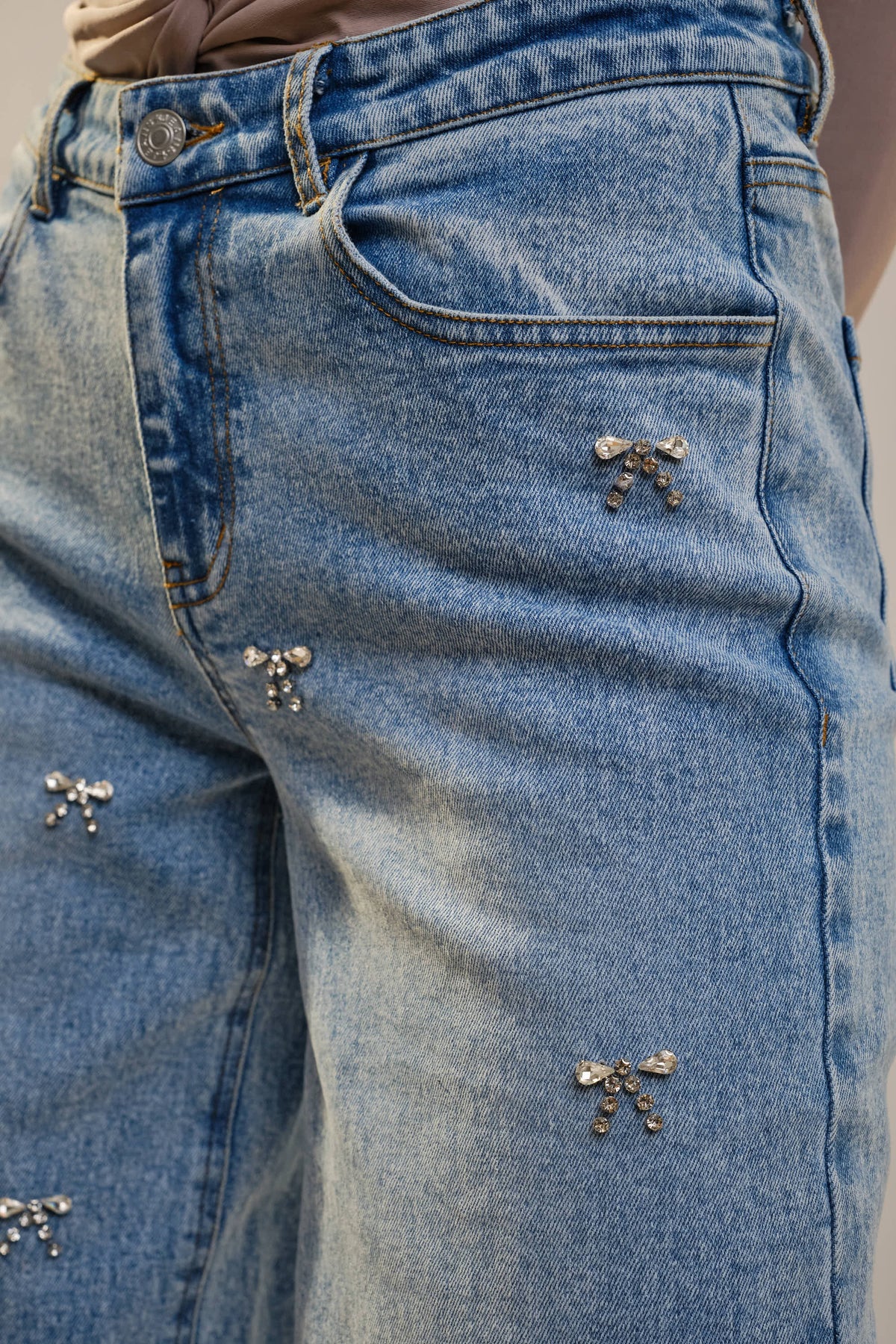 Crystal Bow Straight Leg Jeans