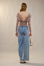 Crystal Bow Straight Leg Jeans