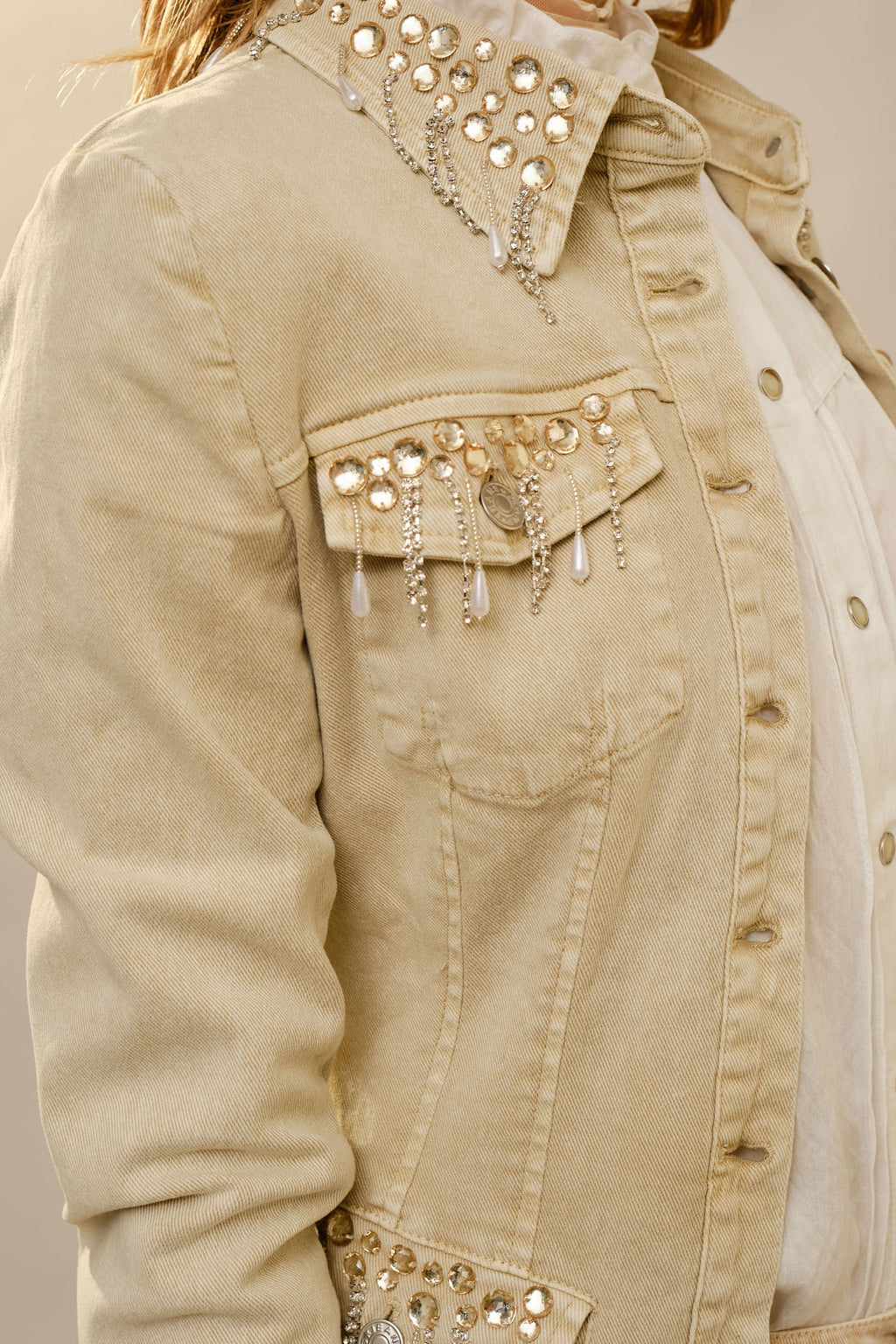 Jeweled Fringe Denim Jacket